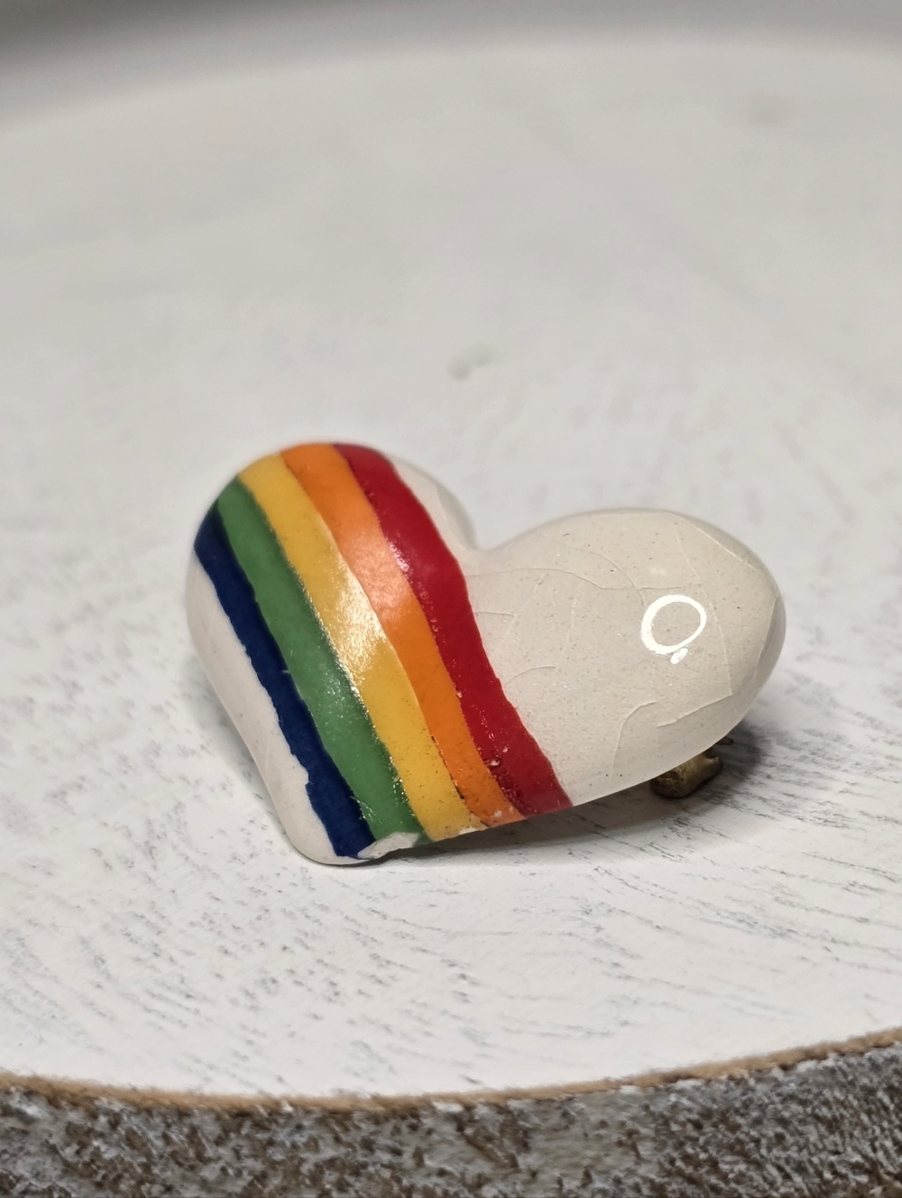 Vintage Unique Rainbow Heart Pin / Brooch  [ Read Details ]